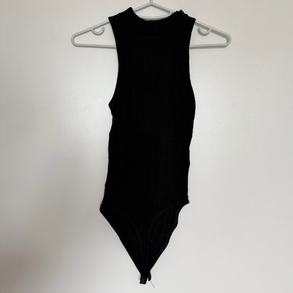Zara Black Ribbed Bodysuit